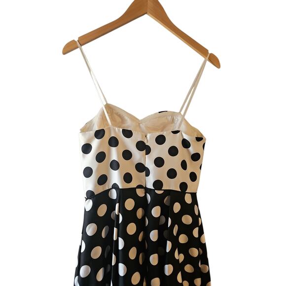 Adrianna Papell sz 12 black white polka dot halter strapless gown dress new - Picture 5 of 11